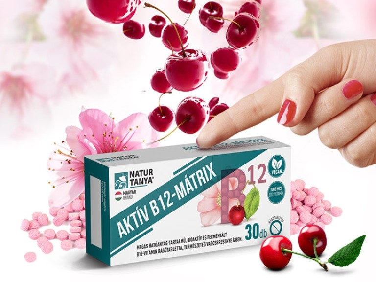 Natur Tanya - Aktív B12-Mátrix Vadcseresznye ízű Rágótabletta