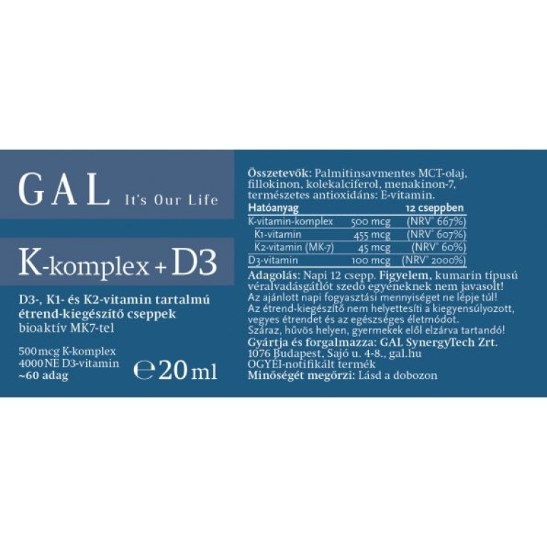 GAL K-komplex + D3   20 ml