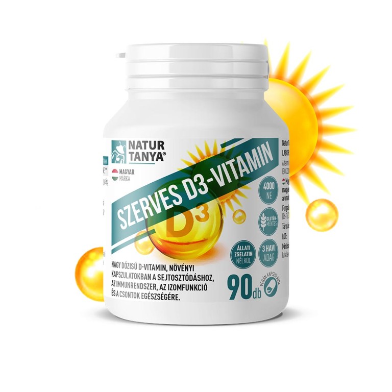 Natur Tanya - Szerves D3-vitamin 4000NE,  E-vitaminnal - 90 db