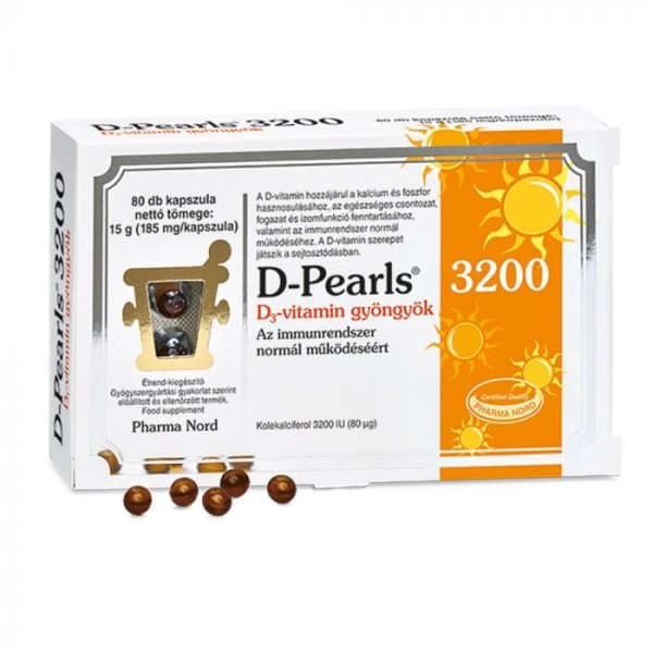 Pharma Nord - D-Pearls 3200 D3-vitamin gyöngykapszula 80 db